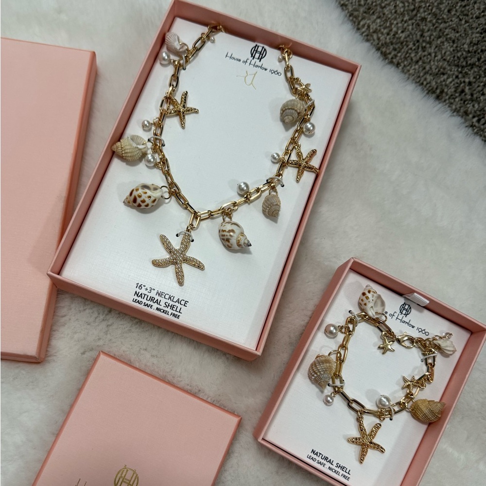 House of Harlow Bracelet and Necklace Shell Set NIB